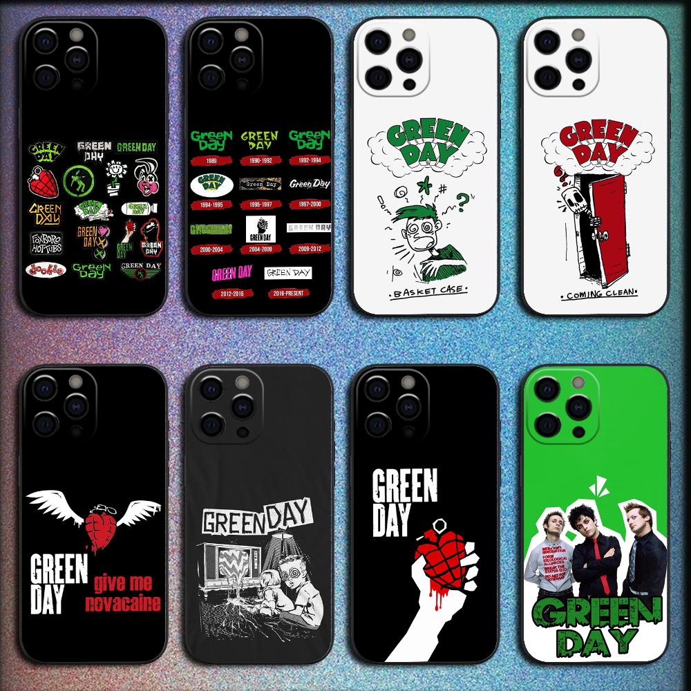 G-Green Day Band Phone Case For iPhone 16,15,14,13,12,11,Pro,X,XS,Max,XR,Plus,Mini Soft Black Cover