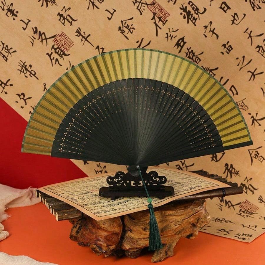 Ancient-style Fan Folding Fan Chinese Style Summer Hanfu Qipao Folding Fan Small Bamboo Fan Dance Fan Dance Fan Green Fan