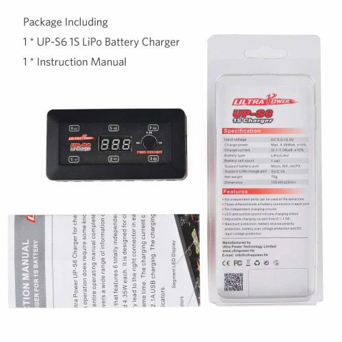 ULTRAPOWER Drone Charger, Walkera LiPo Battery Charger [1S LiPo/LiHV Micro/MX/mCPX] UP-S6