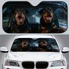 1Pcs Double Rottweiler Pattern Windshield Sunshade UV Rays Heat Blocker Keeps Vehicle Cool Unique Design Fit Sedans SUVs RVs