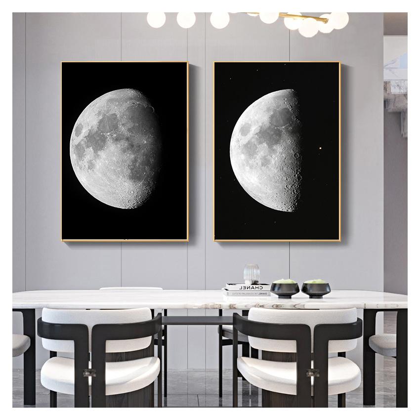 Phase Change On Canvas Painting Astronomy Satellite Home Decor Bedroom Decoration Abstract Moon Poster Prints Moon