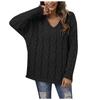 Women's Fall/winter Fashion Long Sleeve Jumper Sweater With Loose Lapel In Color