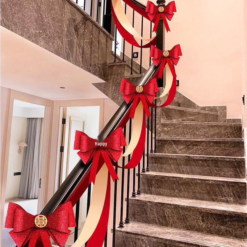 Wedding Stair Railing Decoration Package with Balloons and Flowers: Full Set for Handrail and Escalator