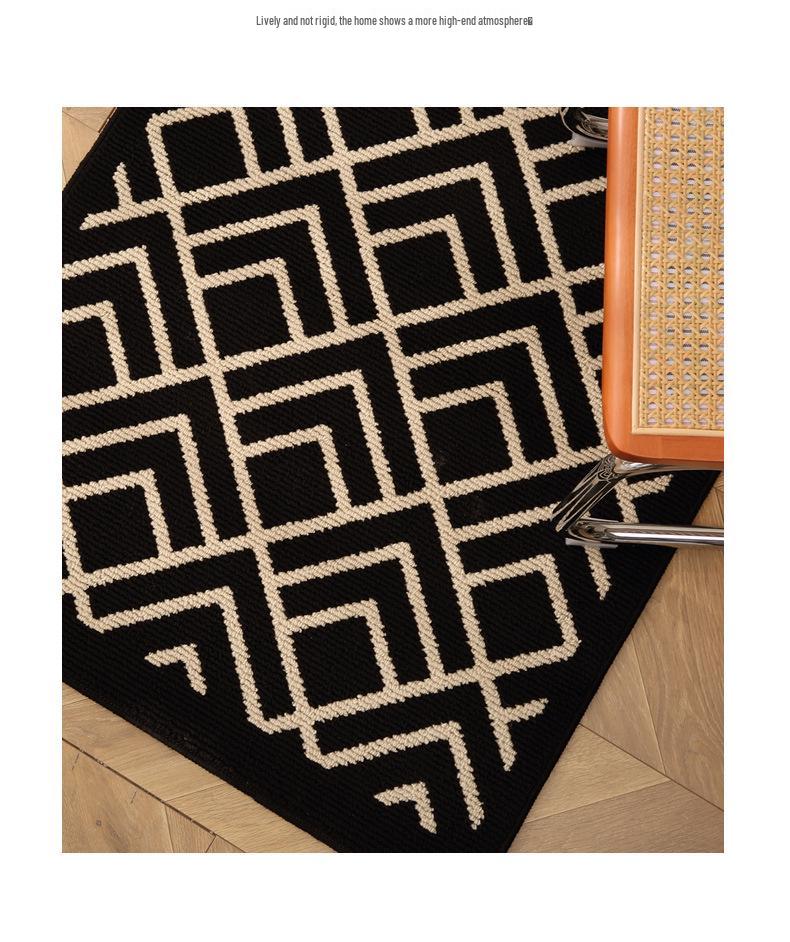 Chinese Retro Plaid Entrance Doormat: Dirt-Resistant, Machine Washable Wabi-Sabi Entryway and Hall Floor Mat.