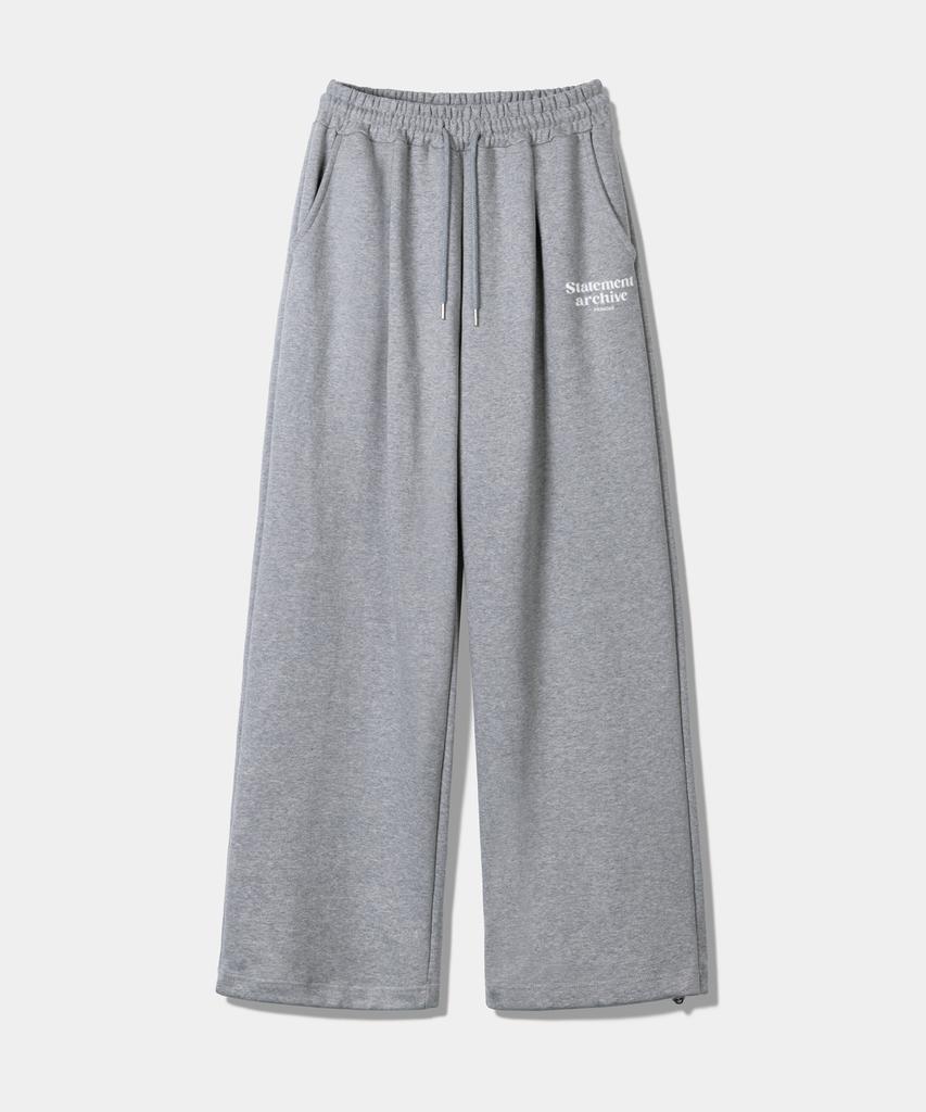 PRINOAR [Fleece Line Option] Statement String One-Pleat Wide Pants - Melange