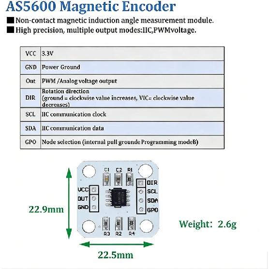 2 Stück AS5600 Magnetischer Encoder Induktionswinkelmessung Sensor Modul 12bit Hohe Präzision