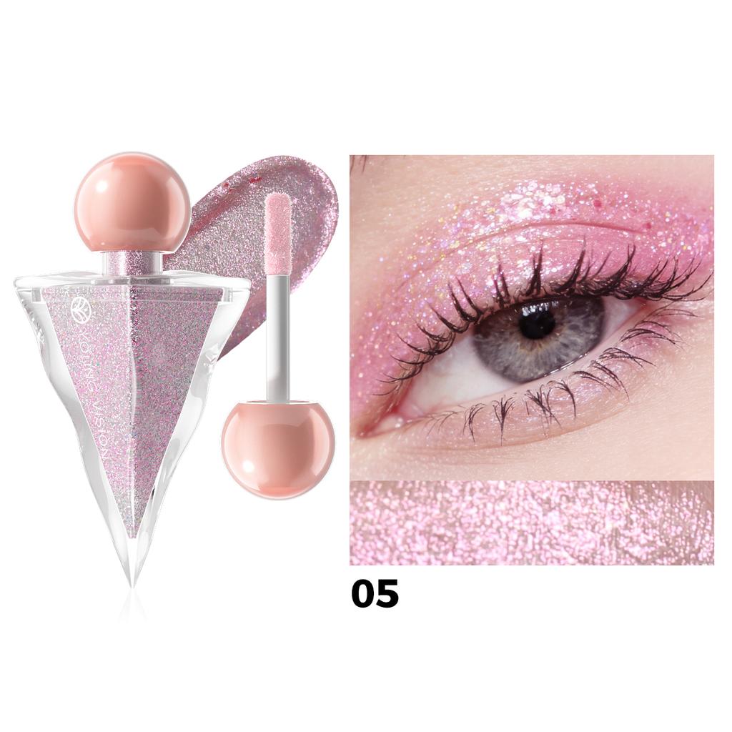 6-kleurige Driehoek Vloeibare Oogschaduw, Parelmoer Fijn Glitters, Heldere en Glanzende Vloeibare Oogschaduw, Gezichtsmake-up, Roze Paarse Sexy Oogschaduw