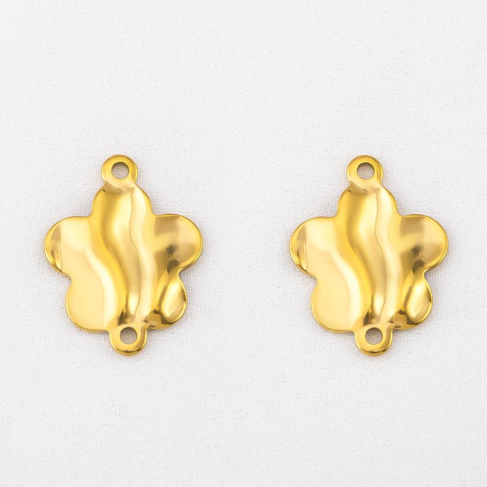 10pcs Stainless Steel 18K Plated Oval Star Heart Charms Double Hole Pendants for DIY Necklace Bracelet Jewelry Making Supplies