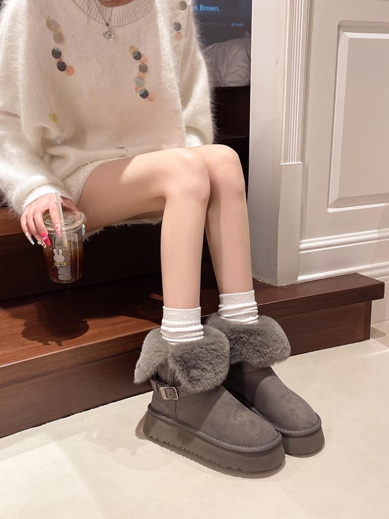 Thick-soled velvet thickened medium tube snow boots women's new winter tall tube long tube warm Northeast cotton shoes