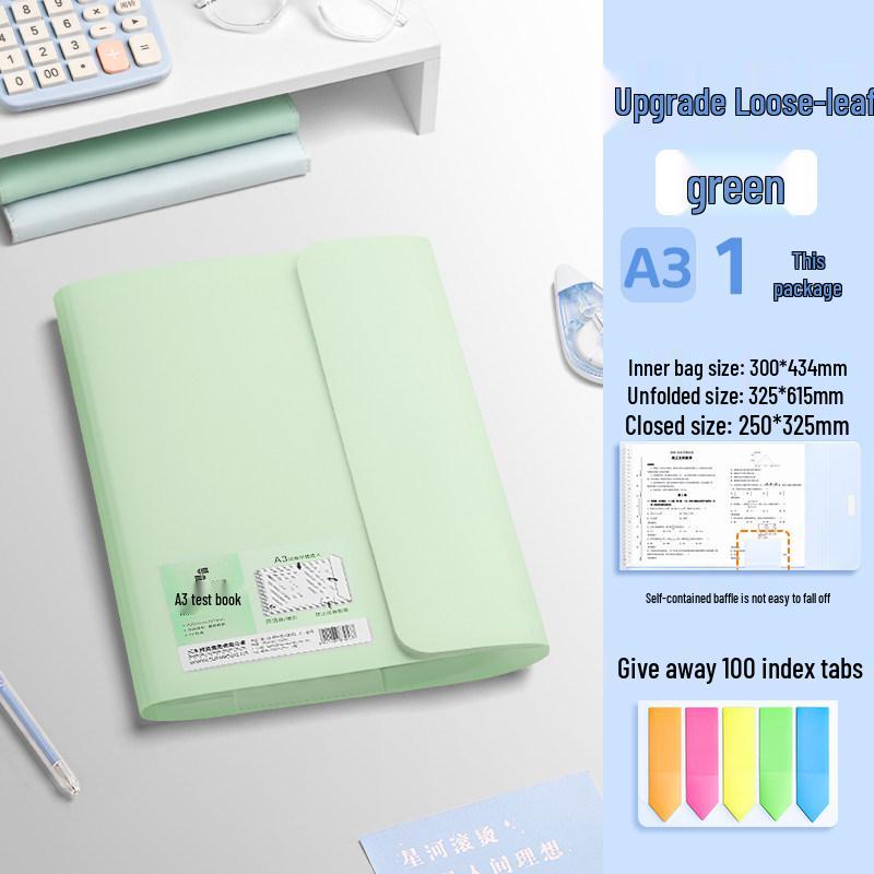 Large Capacity Test Paper Storage Bag with Transparent Insert Pages for Students
