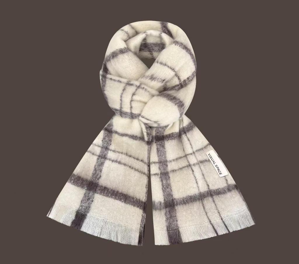 2024 Japonský Retro Kostkovaný Šátek s Třásněmi - Dámský Zimní Hřejivý Všestranný Studentský & Pár Nákrčník