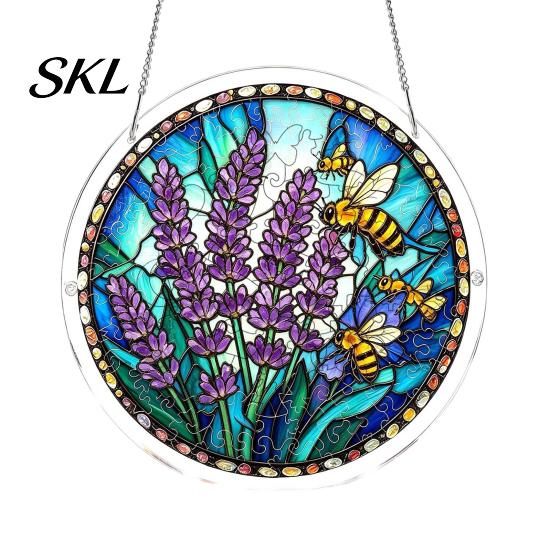 Home Decor Puzzle Gift Acrylic Suncatcher, Colorful Window Hanging, 7.48 Inch Sun Catcher Stained Glass Decoration Ornament, Ideal for Gifting