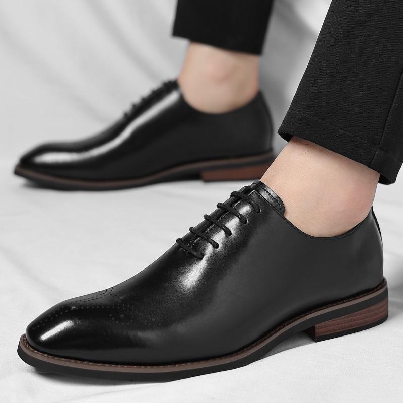 

Luxury Designer New Men s Pointed Black Brown Lace Up Wedding Brogue Oxford Shoes Male Formal Dress Footwear Zapatos Hombre 38 чорний
