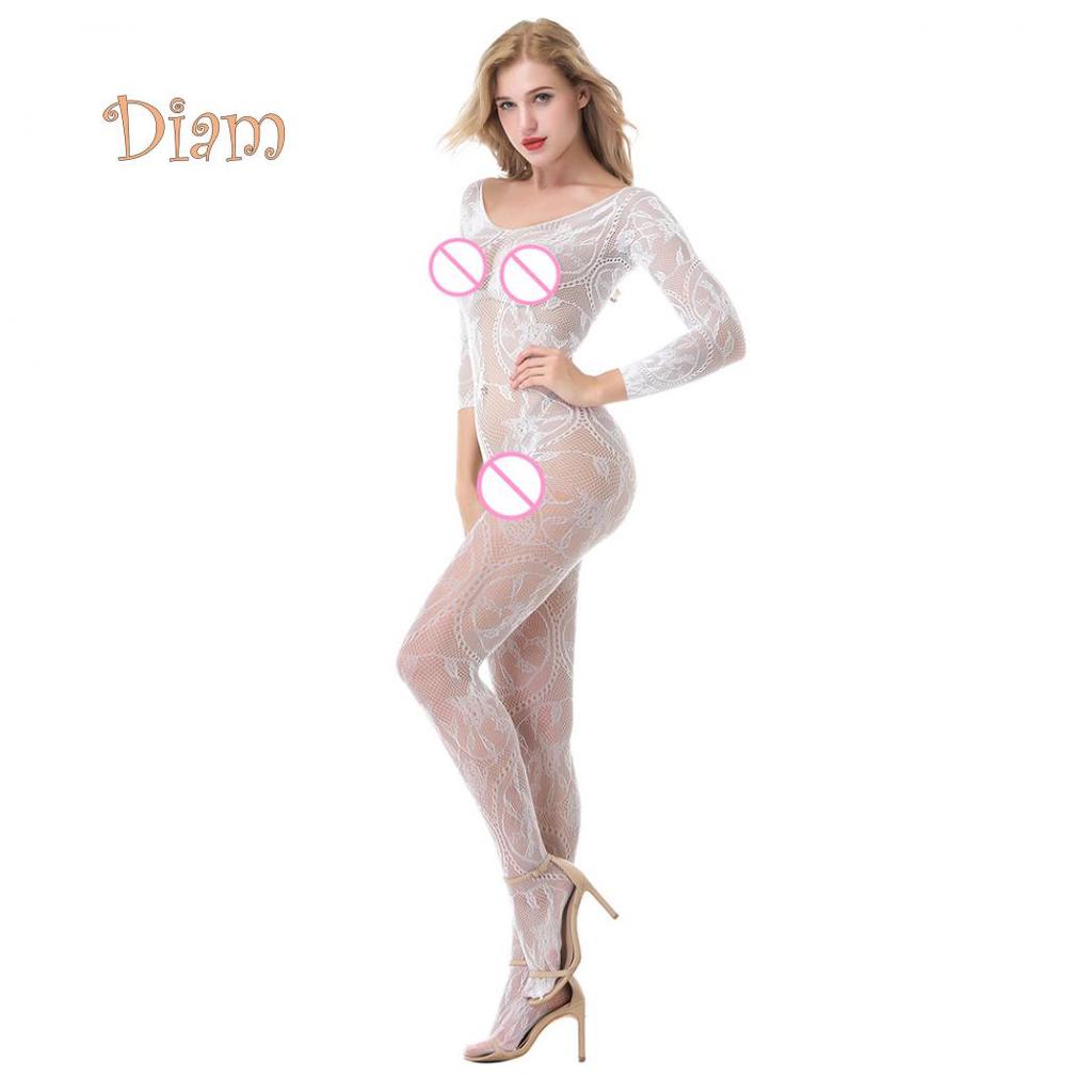 Acadele Femei Hot Sexy See-through Crotchless Off Umeri Neted Bodystocking Lenjerie de noapte