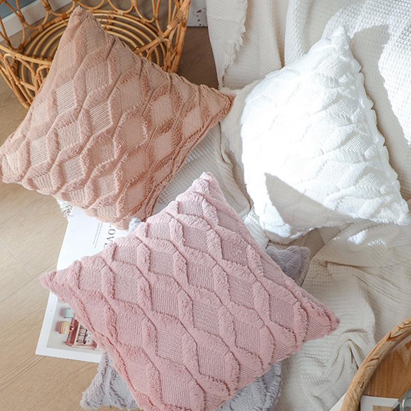 Ins Style Soft Plush Cushion Cover Black Decorative Pillows Boho Pillowcase 45x45 Pillow Cover for Sofa Bedroom Chair Home Decor