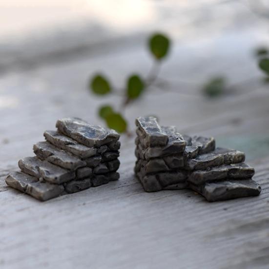 2Pcs Mini Harz Schritte Garten Miniatur Stein Treppe Straße Landschaft Ornament
