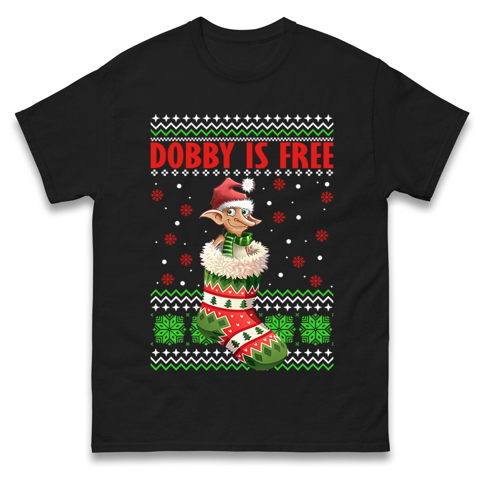 Harry Potter Dobby Is Free Christmas Mens T Shirt Womens Tops Tees M