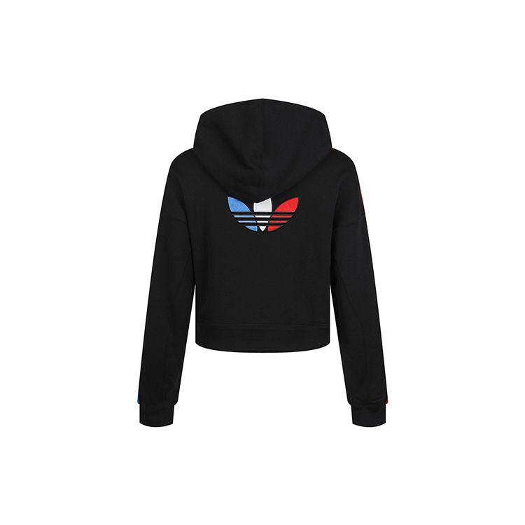 Adidas Originals Trefoil Sport Casual Hooded Pullover Knit Striped Sweatshirt Women Sweatshirt Black GN2853