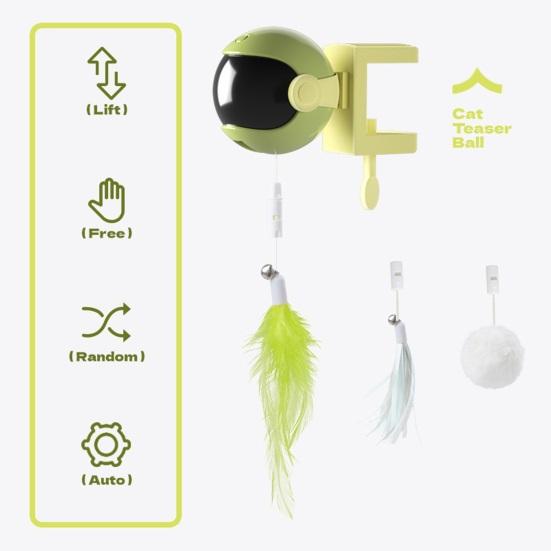 Door Hanging Electric Cat Feather Toy Smart Self Play Cat Teaser Toy Automatic Cat Toy with Feather Fluffy Ball And Tassel for Indoor Cats