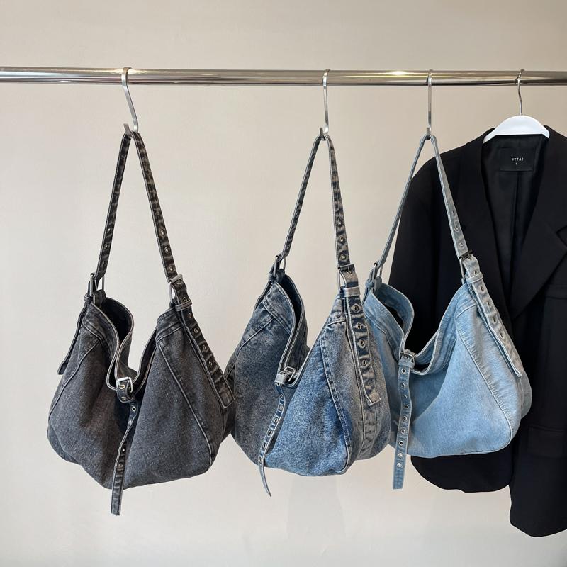 Große Tragetasche Damen Denim Schultertasche Unterarmtasche