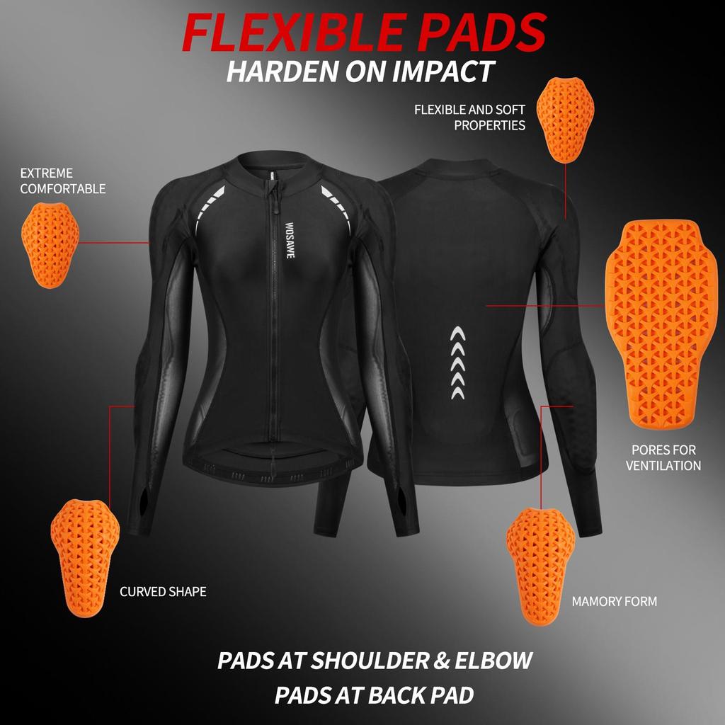 WOSAWE Women Motocross High Stretch Breathable Jacket Removable Soft Pads Slimming Top High Waist Riding Pants Motorcycle Rider Soft Pads Set