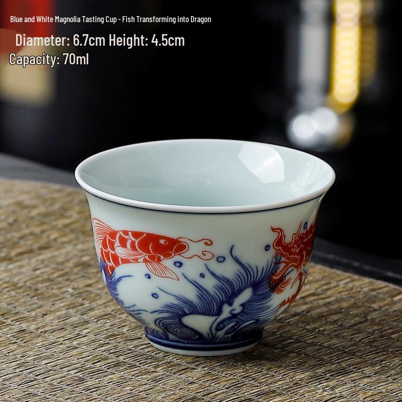 Dehua Ceramics Retro Blue & White Kung Fu Tea Cup - Exquisite Small Scent Tasting Cup for Guests