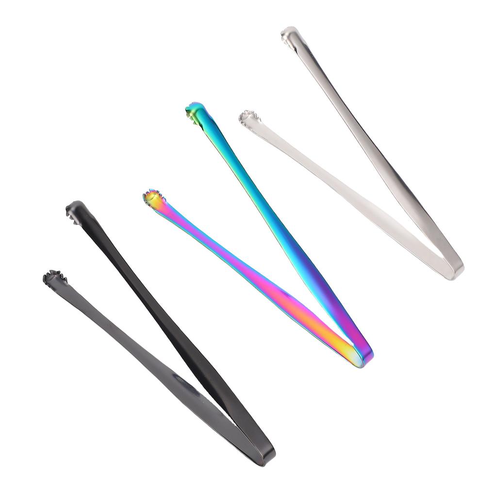 3 Color Set Ice Tongs Stainless Steel Long Handle Dishwasher Safe Ice Cube Tongs for Kitchen Eggs