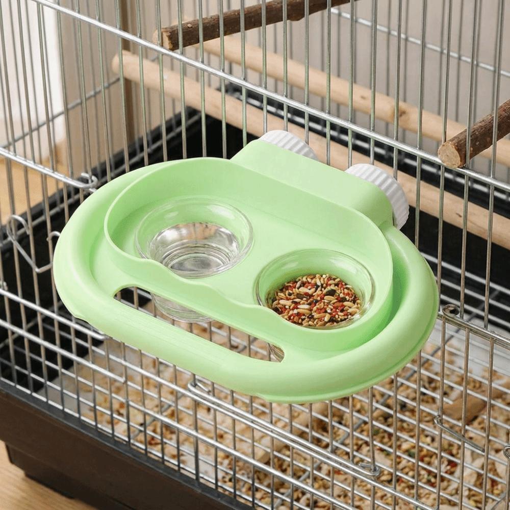 Stain-Resistant Bird Water Food Bowl Splash-Proof Bird Cage Bowl 2 in 1 Parrot Feeder  Bird Cage