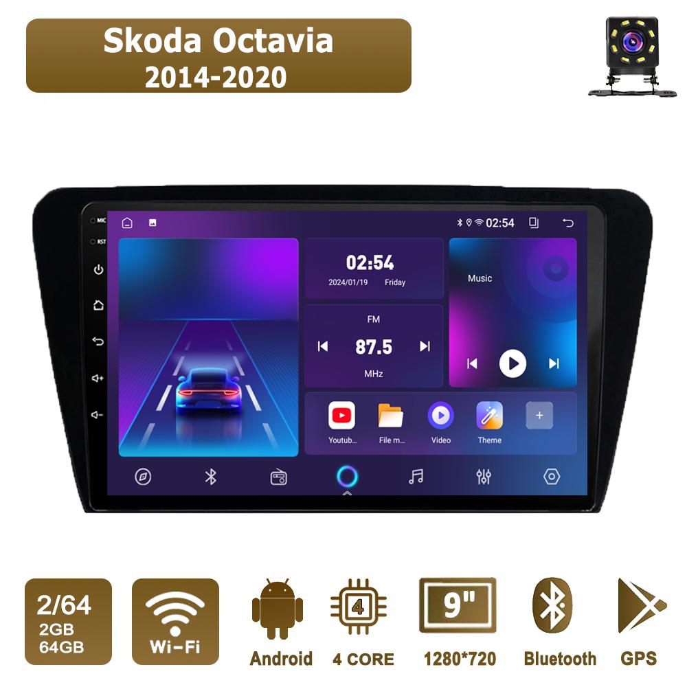 

Автомобильная магнитола Android Car-Play для Skoda Octavia 2014-2020 Мультимедийный плеер Головное устройство Стерео Навигация GPS BT WIFI, 2+64 ГБ чёрный