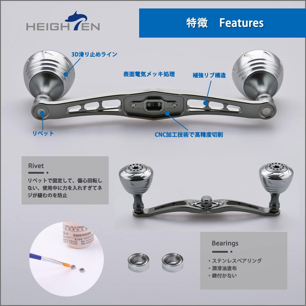 HEIGHTEN 120mm Baitcasting Reel Handle for Shimano, Daiwa, and Abu Garcia Spider Series Baitcasting Reels (120mm, Gunmetal) (124)