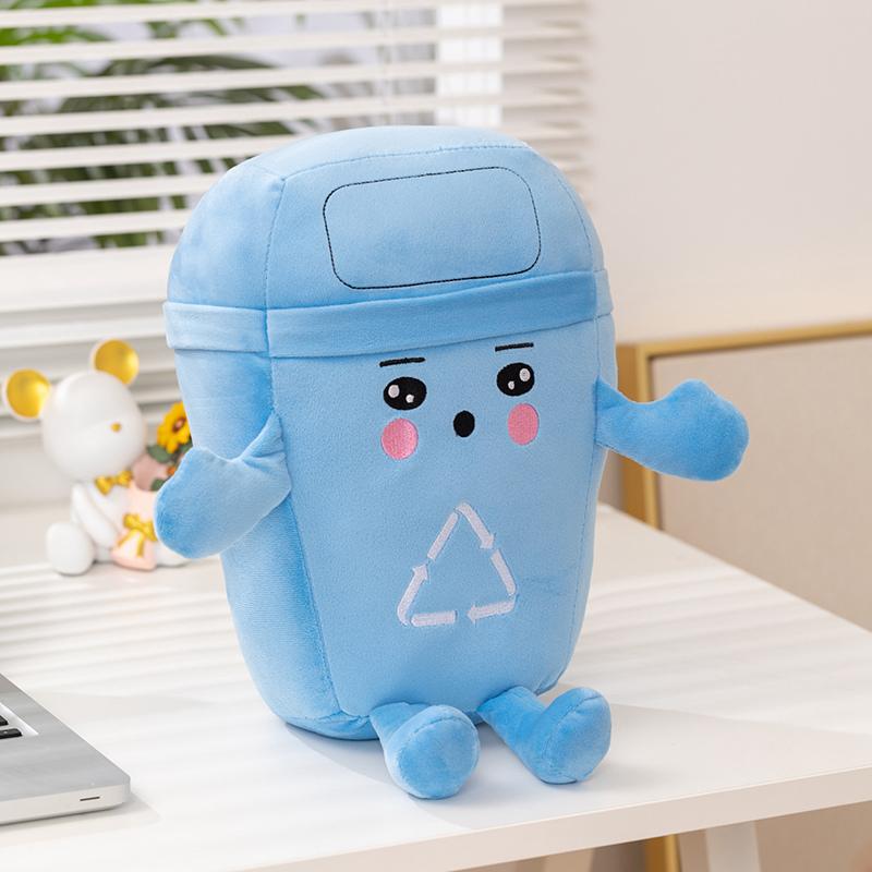 30cm Cartoon Color Trash Can Plush Doll Pillow Long Legs Environmental Friendly Recyclable Trash Can Plush Toy Home Decoration