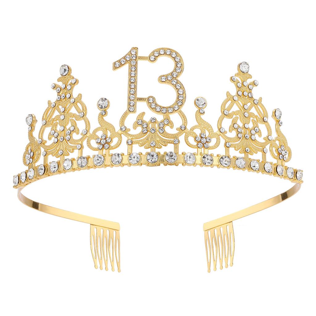 Fashion Alloy Digital Crown With Diamond Tiara 18Th Birthday Party Pearl Alloy Headband