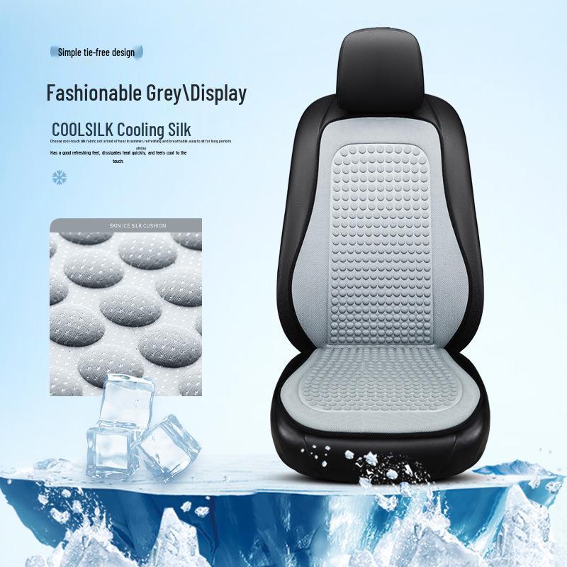 Universal Ice Silk Car Seat Cushion: Cooling, Breathable, Massage-Ready, Slim Waist Design for Year-Round Comfort