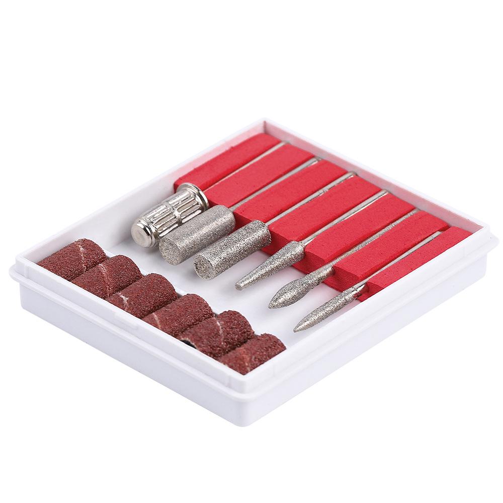 Manicure Grinding Head Six Piece Set Stainless Steel White Sand Ring Set Grinding Head Manicure Tool