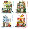 City Series Street View Modular Mall Supermarket Hotel Burger Coffee Shop Retro Flower House MOC Architecture Building Block Set for Kids  Children