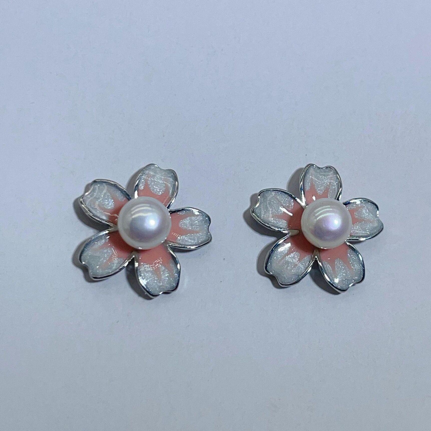 

«Позолоченные серьги «Розовые цветочные феи» с иглами из серебра 925 пробы и пресноводным жемчугом»