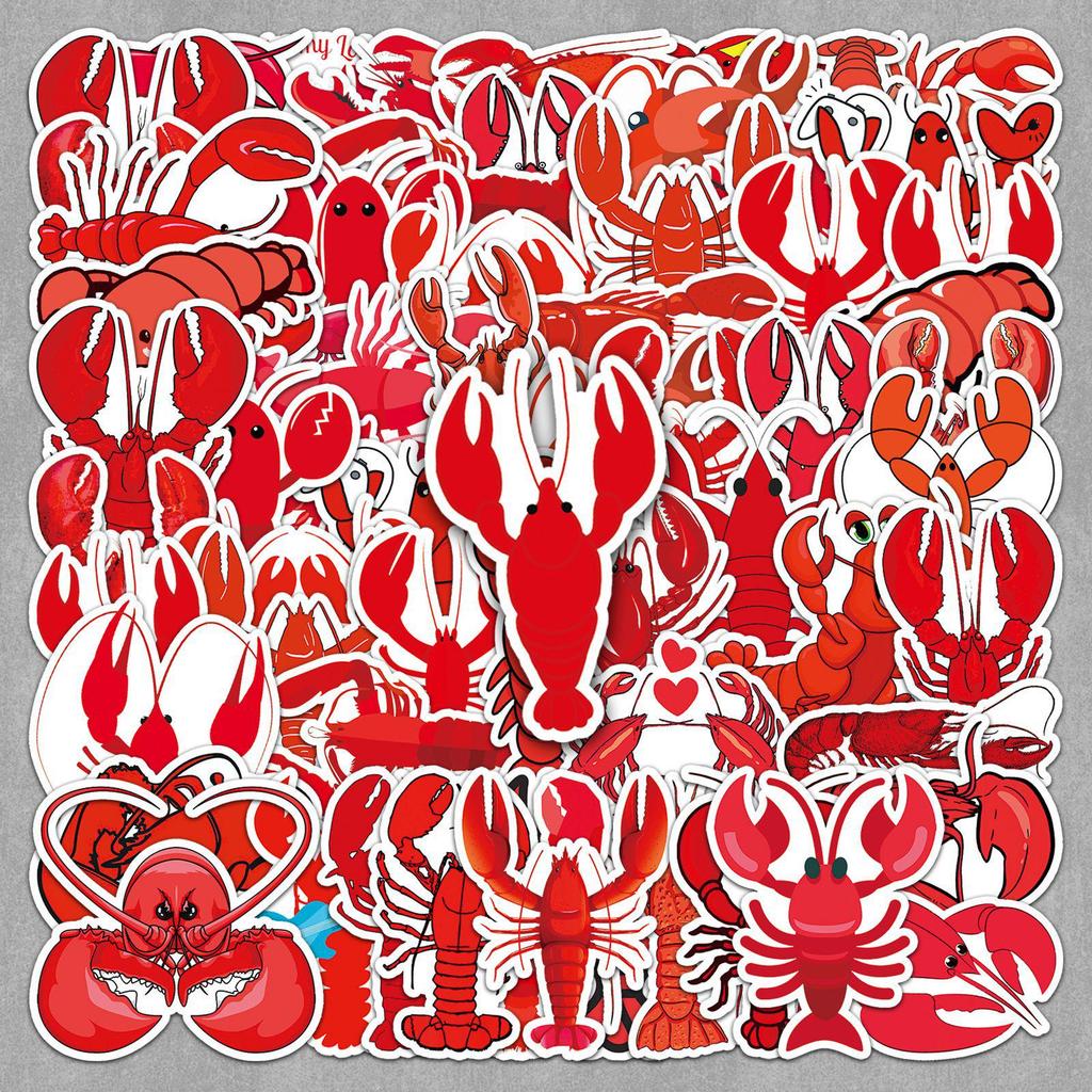 50pcs Cute Lobster & Animal Stickers for Food Diary & Notebooks