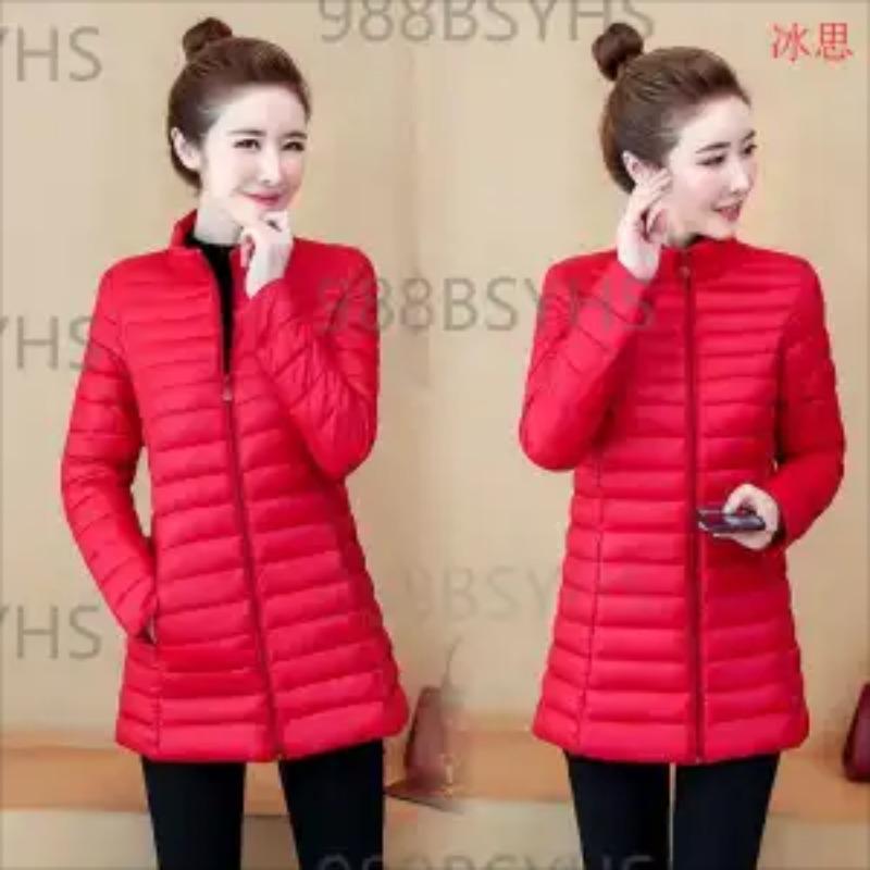 Thin Down Cotton Jacket Women Mid-length Cotton Jacket Korean Style Slim Autumn Winter