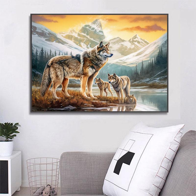 5d DIY Diamond Painting Cross Stitch Animal Wolf Diamond Embroidery Mosaic Full Round Drill Home Decor