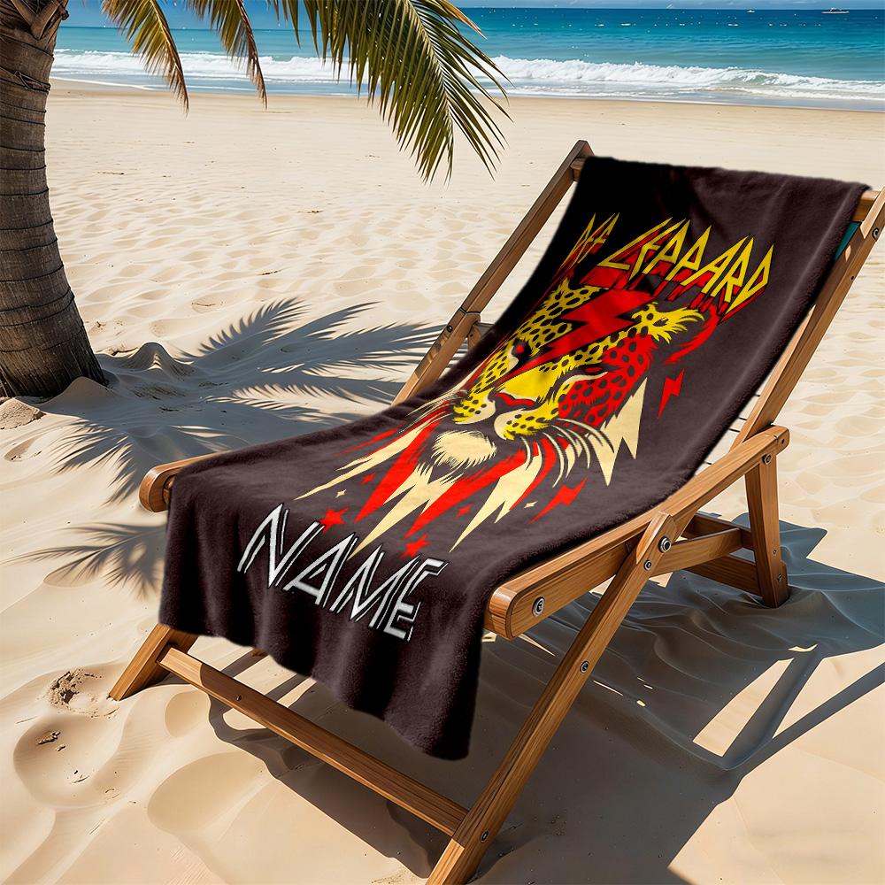 Def Leppard Leopard Rock Personalized Name Beach Towel Quick-Dry Soft Microfiber Suitable for Sports Travel Swimming Yoga Bathroom Beach And Pool