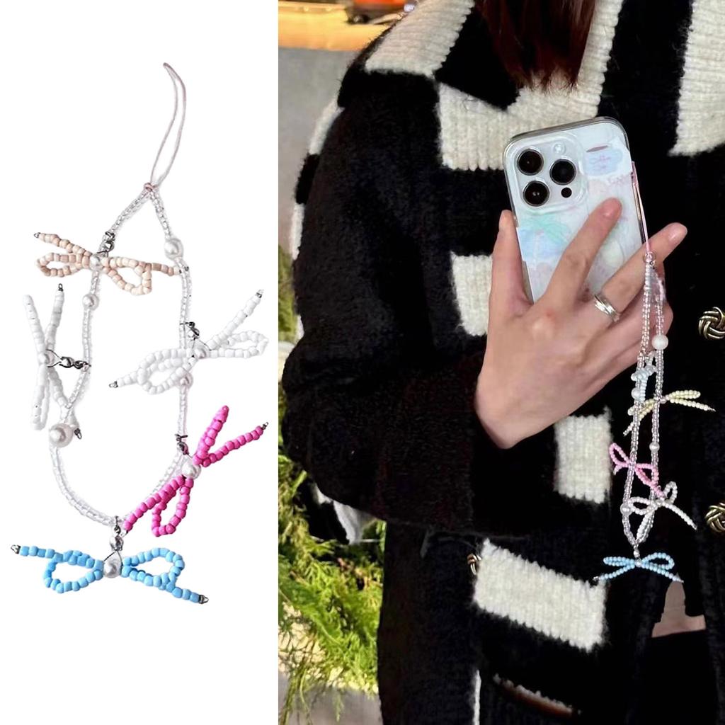 Acryllegierung Perlen Schmetterling Mobile Anhänger Blickfang Schleife Schlüsselanhänger Bunte Handy Dangler Ornament für Frauen