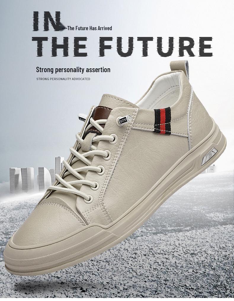 Men's Spring-Summer Casual Leather Board Shoes: Small Size Perforated White Lace-ups