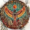 Ancient Egyptian Goddess Metal Wall Art Vintage Winged Decor Hieroglyphics Iron Sign Home