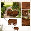 Rustikaler Metall-Gartenwagen Pflanzgefäß Outdoor Dekorative Blumentopf mit Rädern und Griff für Terrasse Hof Rasen Pflanzen Präsentation