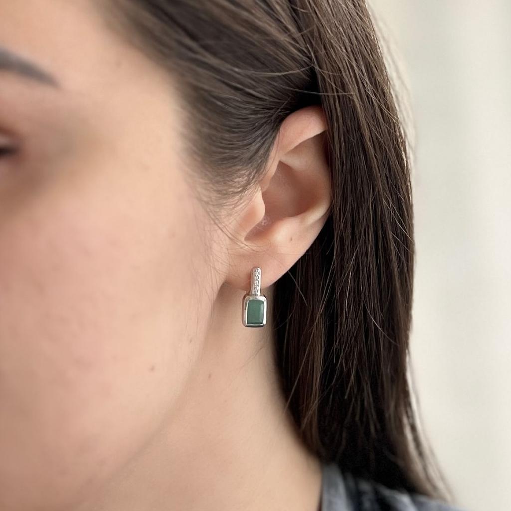 Silberohrringe mit natürlichem Smaragd 2,13 ct (2152910)