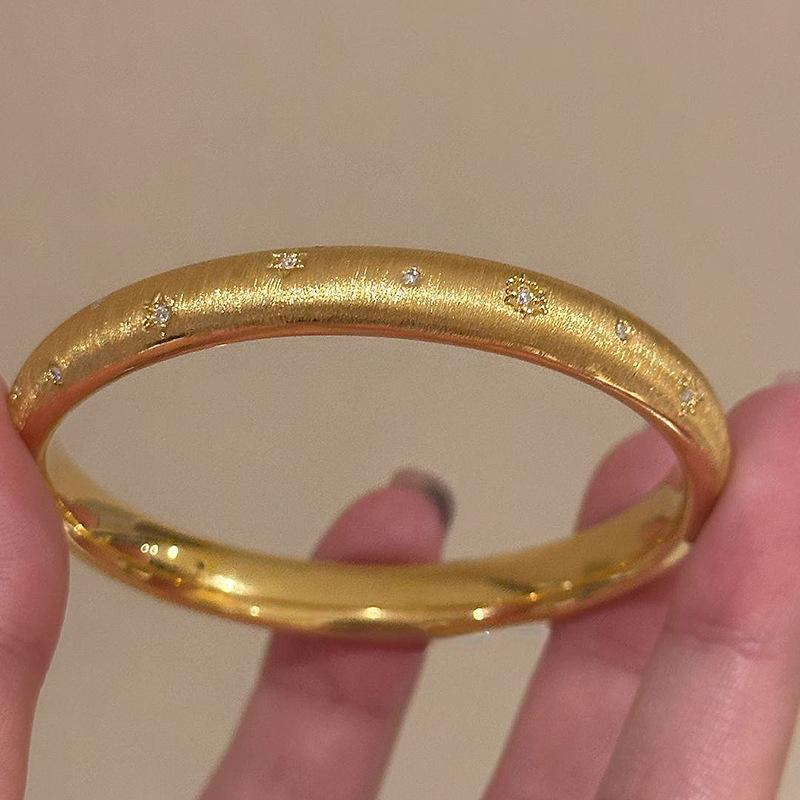 Light Luxury Exquisite inlay diamonds wire drawing bangles Vintage Palace Style Bracelet for women Wedding High Quality