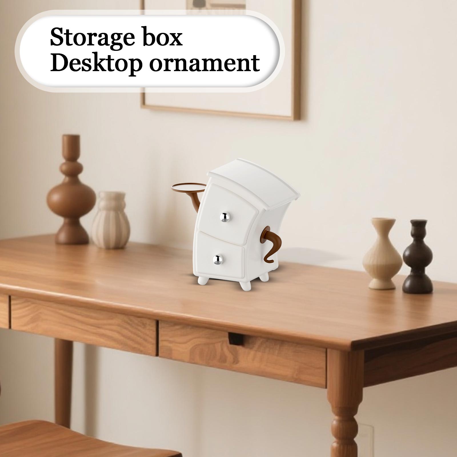 

Creative Curved Drawer Two-Tier Storage Box,Dressing Table Jewelry Box,Desktop Storage Box,Entrance Small Item Storage Cabinet One Size