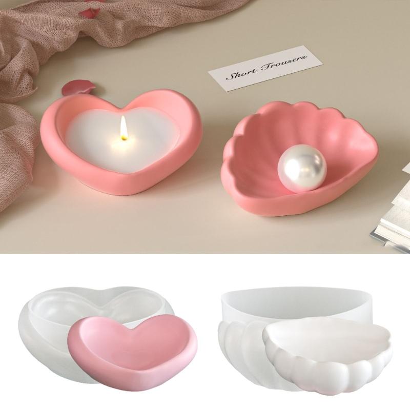Flexible Silicone Heart Shell Mould For Casting Craft Easy Release WithCandle Soap Ideal For Home Decoration