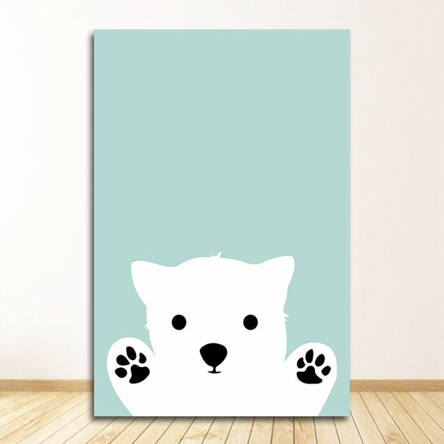 Wall Picture Baby Room Decoration Kawaii Bear Rabbit Canvas Art S Woodland Animal Cartoon Nursery Prints Painting