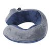 Self Inflatable Travel Pillow U Shaped Portable Neck Chain Support for Sleeping Napping Dark Blue with Gray